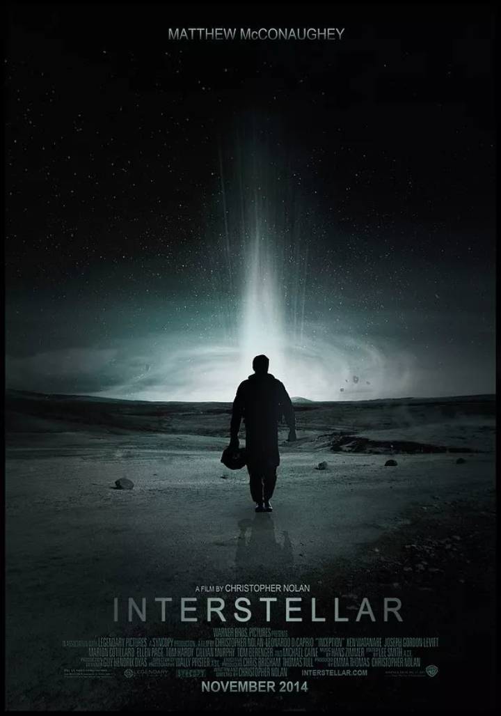 Christopher Nolan'ın meşhur bilimkurgu filmi Interstellar'ın bir afişi.
